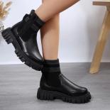 Winter Boots Women's Sneakers  Woman Boots Fashion Round Pu Ankle Boots 2023 Winter Elastic Black Boots Comfortable Boot
