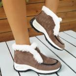 Botas de invierno para mujer, botas de nieve nuevas de alta calidad, cálidas botas de invierno de felpa, zapatos planos para muj
