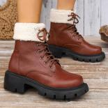 מגפי שלג קטיפה עבים נשים עור pu נעלי נשים קטיפה חמות נעלי כותנה ללא החלקה נעלי כותנה פלטפורמה מגפונים 2023