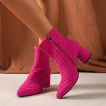 أحذية نسائية الخريف السيدات حذاء من الجلد الأخضر أشار تو الأحذية الرومانية الدنيم كعب مربع الجانب سستة الأحذية