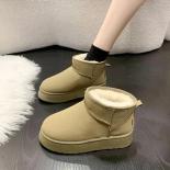 Thick Plush Platform Snow Boots Women Winter Keep Warm Fur Cotton Shoes Woman Faux Suede Slip On Ankle Botas Padded Shoe