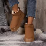 Botas de nieve con plataforma de felpa gruesa para mujer, zapatos de algodón de piel para mantener el calor, botines de gamuza s