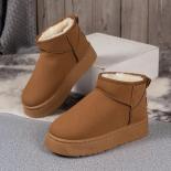 פלטפורמת קטיפה עבה מגפי שלג נשים חורף לשמור על חום פרווה נעלי כותנה אישה זמש מזויף נעל מרופדת קרסול