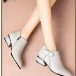 2023 Spring And Autumn Bow Side Zipper Middle Heel Large Size Short Boots Women Pointed Face Comfortable Women's Boots