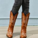 מגפי בוקרים מקוריים 2022 chunky botas mujer מותג מעצב מגפי בוקרים רקמה נעלי קז'ואל קוזק מגפי רטרו