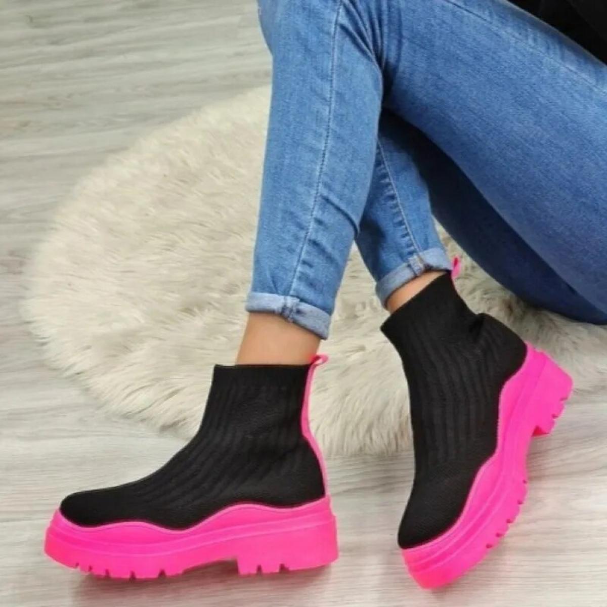 נעלי גרבי נשים 2023 אביב סתיו אופנה חדשה לנשימה מזדמנים טריזים פלטפורמת מגפי קרסול zapatos de mujer