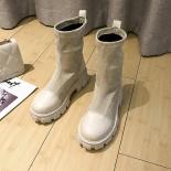 Black Sock Boots Women 2022 New Punk Gothic Shoes Ankle Boots Platform Shoes Women White Sock Boots