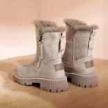 Snow Boots Women 2023 Winter Warm Fashion Designer Platform Boots Gladiator Non Slip Short Plush Flats Suede Shoes Mujer