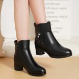 2022 New Fashion Soft Leather Women Ankle Boots High Heels Zipper Shoes Warm Wool Winter Boots For Women Plus Size 35 41