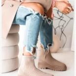 2023 Spring Autumn New Fashion Breathable Casual Wedges Platform Ankle Boots Women's Socks Shoes Goth Boots