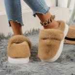 Winter New Baotou Thick Sole Long Fur Plush Wool Cotton Drag Home Warm Casual Cotton Slippers Slippers Women Slides