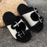Winter Fur Inner Cork Slippers Autumn And Winter Women's Casual Nubuck Leather Outer Buckle Soft Plush Slippers Women Sl