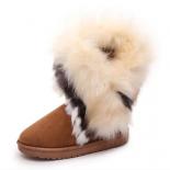 Women Flats Ankle Snow Boots Fur Boots Winter Warm Snow Shoes Woman Round Toe Female Flock Leather Women Shoes