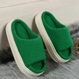 Toe Slippers Green Slides For Women Flat Shoes Outwear Plush Platform Female Plush  Slipper  Shoes For Women