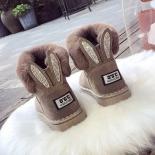 Ankle Boots For Women Women Boots Genuine Leather Real Fox Fur Winter Shoes Warm Black Round Toe Casual  Female Snow Boo