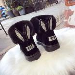 Ankle Boots For Women Women Boots Genuine Leather Real Fox Fur Winter Shoes Warm Black Round Toe Casual  Female Snow Boo
