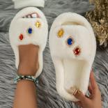 Winter New Women Fur Slippers Home Solid Color Bedroom Living Room Fashion Simplicity Faux Fur Warm Flat Slippers