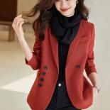 Red Green Black Plaid Female Casual Blazer Women Long Sleeve Button Decoration Ladies Jacket For Autumn Winter