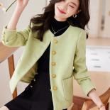 Fashion Women Casual Blazer Green Beige Gray Ladies Jacket Female Long Sleeve O Neck Autumn Winter Coat With Pocket