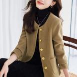 Fashion Women Casual Blazer Green Beige Gray Ladies Jacket Female Long Sleeve O Neck Autumn Winter Coat With Pocket