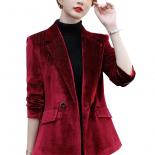 Autumn Winter Red Blue Green Stripe Ladies Blazer Women Business Work Wear Long Sleeve Single Breasted Formal Jacket Coa
