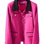 Women Solid Formal Blazer Ladies Female Pink Beige Green Long Sleeve Turndown Collar Business Work Wear Jacket Coat  Bla
