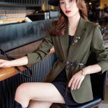 Women Black Green Coffee Casual Blazer Coat Spring Autumn Ladies Female Long Sleeve Single Button Slim Solid Jacket