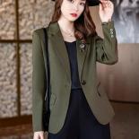 Mulheres preto verde café casual blazer casaco primavera outono senhoras feminino manga longa único botão fino jaqueta sólida