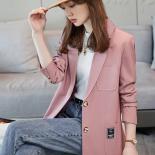 Black Pink Khaki Women Casual Blazer Coat Female Long Sleeve Single Breasted Loose Jacket For Office Ladies Work Wear