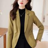 Fashion Female Casual Blazer Women Coffee Green Beige Black Solid Long Sleeve Single Button Autumn Winter Ladies Coat Ja
