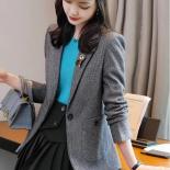 Autumn Winter Outwear Casual Blazer Women Ladies Jacket Brown Gray Female Long Sleeve Single Button Slim Coat