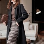 High Quality Women Thick Winter Blazer Fashion Ladies Black Yellow Coffee Long Double Breasted Jacket Coat With Sashes