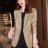 Women Black Pink Brown Apricot Blazer Coat Spring Autumn Ladies Female Long Sleeve Double Breasted Formal Jacket  Blazer