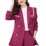 Fashion Autumn Winter Women Blazer Ladies Black Pink Female Long Sleeve Double Breasted Solid Formal Jacket Coat For Wor