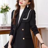 Fashion Autumn Winter Women Blazer Ladies Black Pink Female Long Sleeve Double Breasted Solid Formal Jacket Coat For Wor