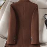 Winter Black Apricot Coffee Women Blazer Ladies Jacket Long Sleeve Double Breasted Female Casual Coat