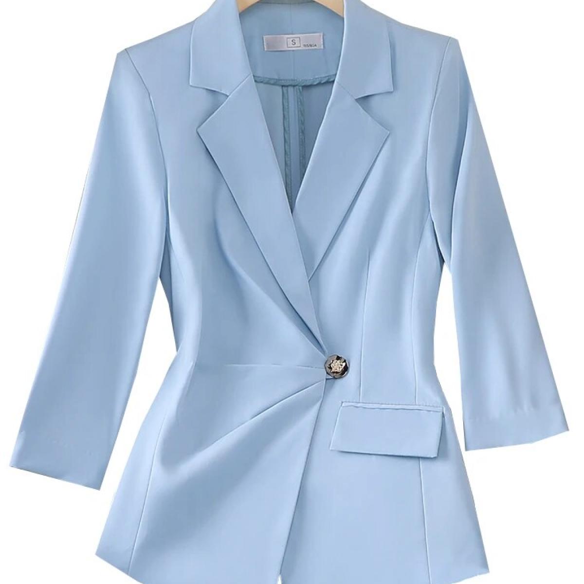 Primavera verão feminino formal blazer senhoras feminino três quartos manga sólida jaqueta casaco para negócios trabalho wear