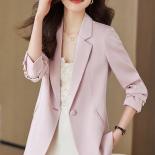 Nova chegada das senhoras soltas blazer rosa preto branco manga longa sólida casual casaco feminino para o outono inverno
