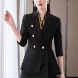Printemps été demi manches femmes Blazer blanc noir violet café veste bureau dames affaires vêtements de travail manteau formel