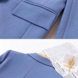 Alta qualidade azul senhoras blazer jaqueta feminina sólida manga longa único breasted trabalho de negócios wear casaco formal