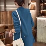 Women Coffee Blue Black Casual Blazer Coat Female Autumn Winter Long Sleeve Single Breasted Solid Straight Ladies Jacket
