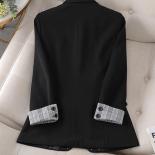Women Long Sleeve Blazer Coat Gray Black Ladies Female Single Button Business Work Wear Jacket