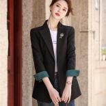 Fashion  Latest Design Ladies Blazer Jacket Women Female Casual Single Button Black Apricot Solid Coat With Pockets  Bla