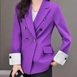 Spring Autumn Purple Yellow Black Blazer Women Ladies Female Long Sleeve Single Breasted Solid Casual Jacket