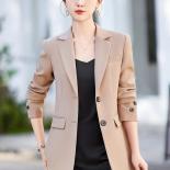 Gray Khaki Black Ladies Blazer Women Solid Slim Jacket Female Long Sleeve Single Button Casual Coat  Blazers