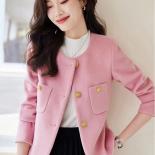Fashion Women Casual Blazer Pink Beige Black Ladies Jacket Female Long Sleeve Single Breasted O Neck Autumn Winter Coat