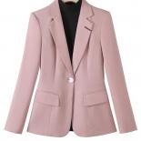 Pink Gray Solid Female Blazer Women Long Sleeve Single Button Office Ladies Business Work Wear Formal Jacket For Autumn 
