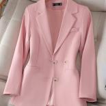 Prendas de vestir de otoño e invierno para mujer, Blazer rosa, negro, Beige, café, chaqueta lisa de manga larga con un solo pech