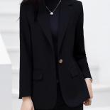 Women Casual Blazer Ladies Female Black Purple Coffee Long Sleeve Single Button Loose Jacket Coat For Spring Autumn  Bla