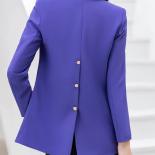 Women Casual Blazer Ladies Female Black Purple Coffee Long Sleeve Single Button Loose Jacket Coat For Spring Autumn  Bla